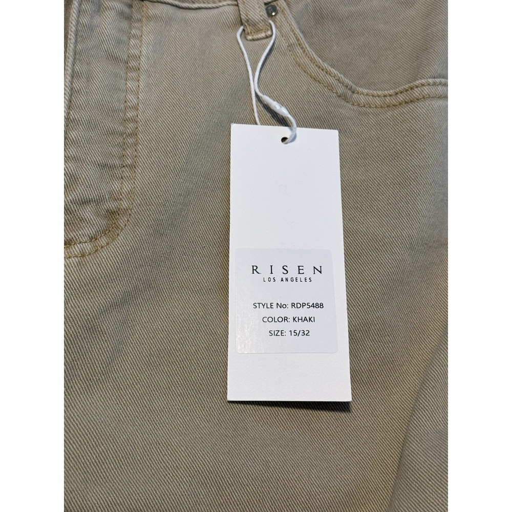 Risen Jeans High Waisted Wide Leg Cargo Pocket Jeans in Khaki Size 15 NEW - Picture 3 of 8